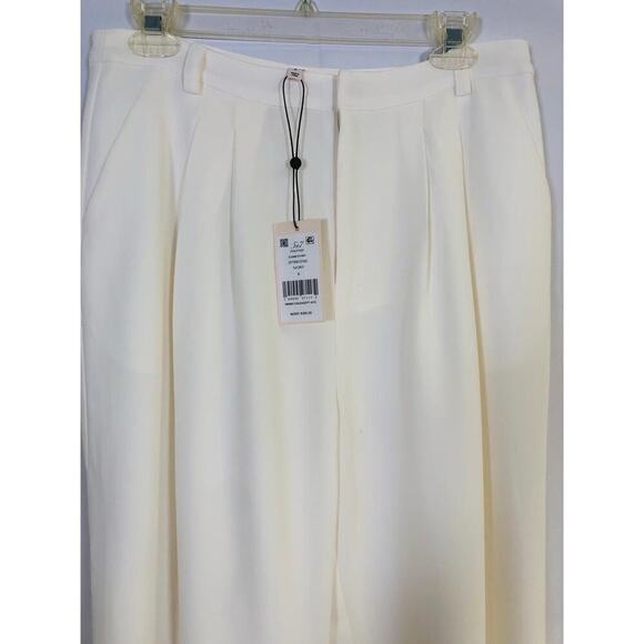 New With Tags Cinq A Sept Elisabeth Crepe Pleated Lined Trousers 6 Ivory - Picture 4 of 12